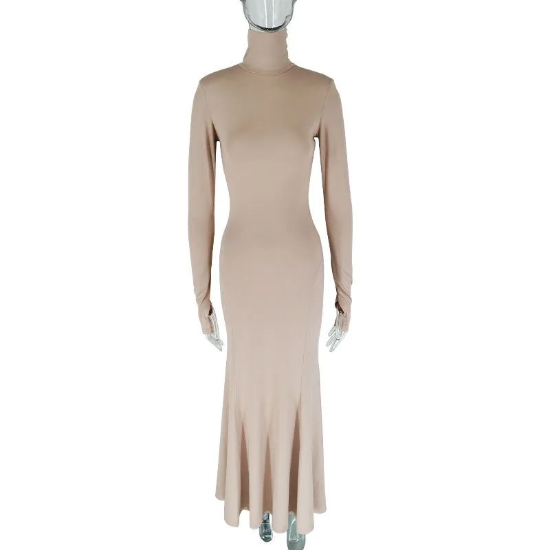 Women's Skinny Hip Skirt Backless Evening Party Dress Apricot - Shop at LoveMi