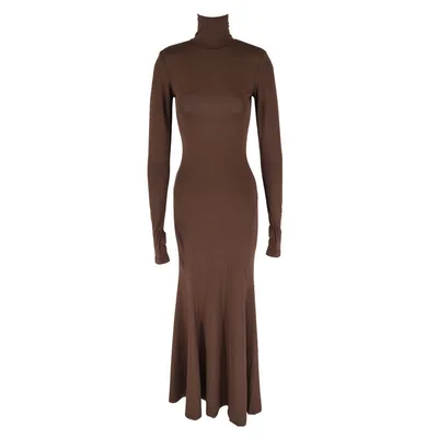 Women's Skinny Hip Skirt Backless Evening Party Dress Brown - Shop at LoveMi