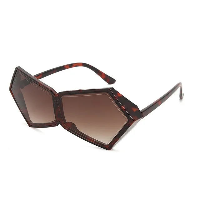 Fashion UV Protection Polygon Frame Sun Glasses Leopard - Shop at LoveMi