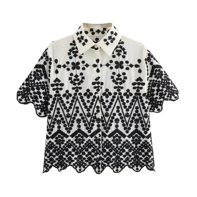 Machine Embroidery Shirt Shorts Suit Shirt - Shop at LoveMi