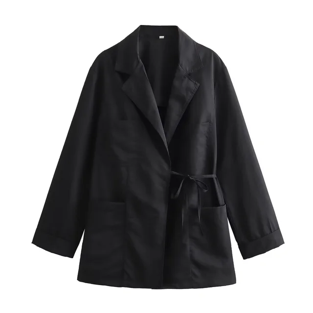European And American Style Double Breasted Vertical Coat High Waist Straight leg Pants Black Top - Shop at LoveMi