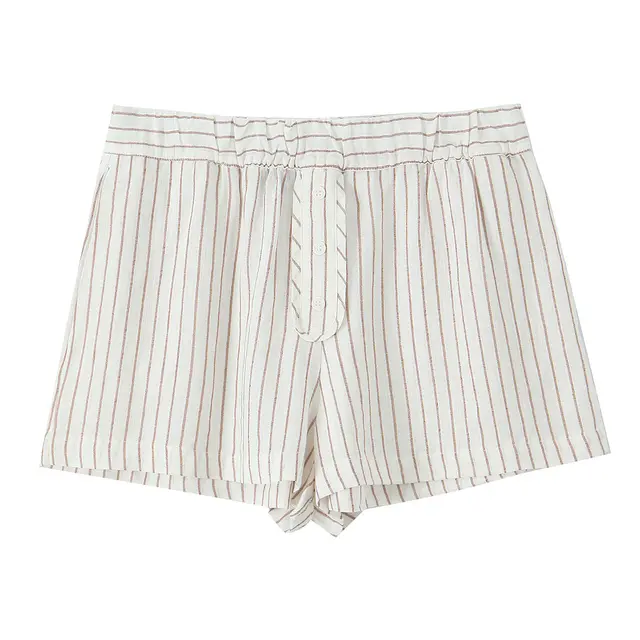 Striped Lapel Long Sleeve Short Casual Pants Suit Women White Pants - Shop at LoveMi