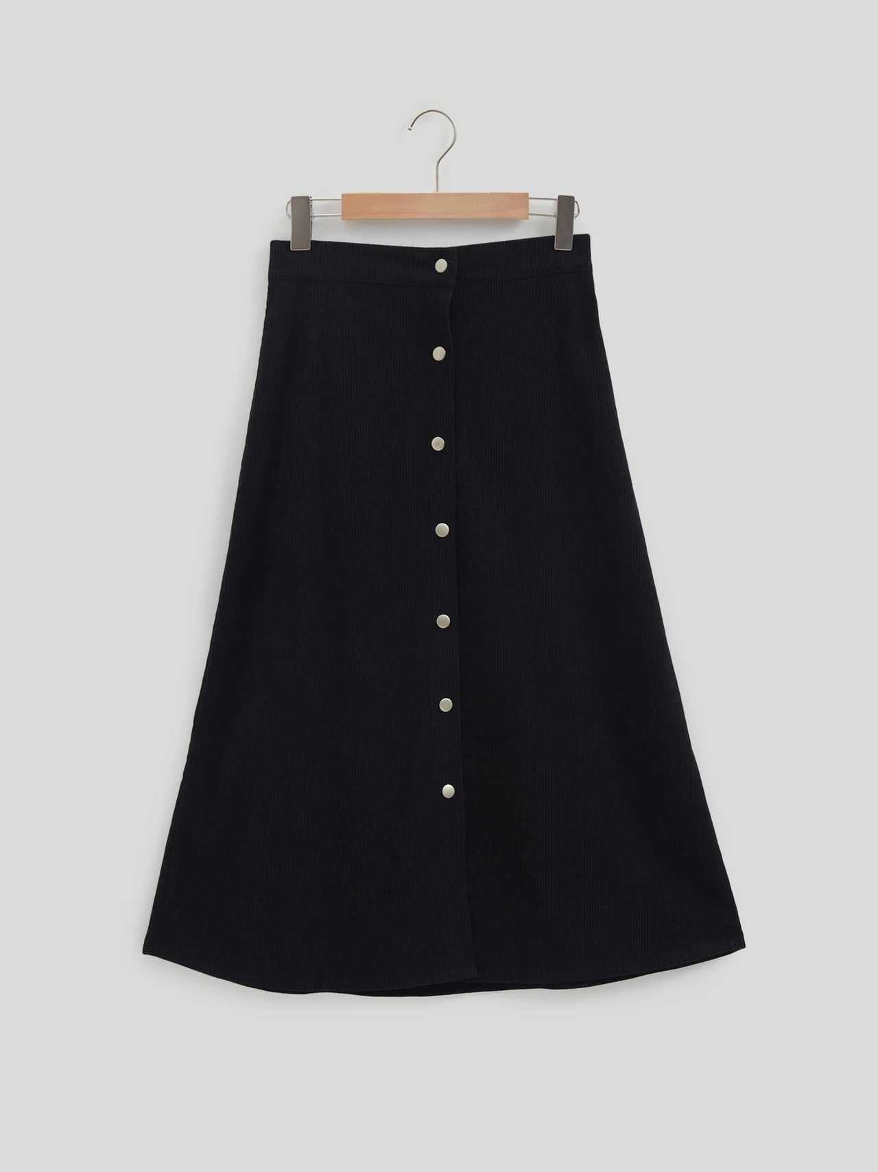 Corduroy Skirt Long Single-breasted High Waist Autumn And Winter Skirt - Black