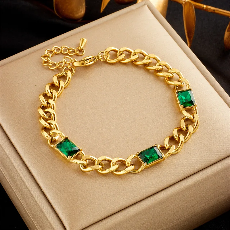 Fashion Special-interest Simple Punk Retro Hip Hop Thick Chain Bracelet - Gold A