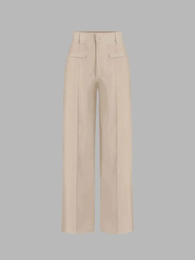 High Waist Drooping Wide Leg Pants Khaki - Shop at LoveMi