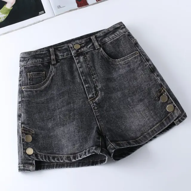 High Waist Denim Shorts Slimming Versatile Loose Word Outerwear Hot Pants Trendy New Black - Shop at LoveMi