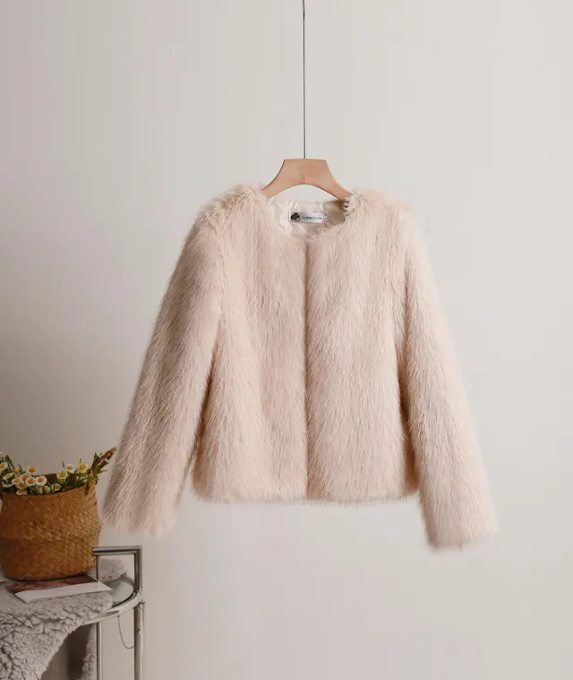 Autumn And Winter Solid Color Women's Short Coat Beige - Shop at LoveMi