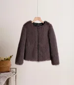 Autumn And Winter Solid Color Women's Short Coat - Coffee