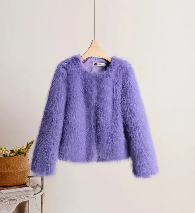 Autumn And Winter Solid Color Women's Short Coat Purple - Shop at LoveMi