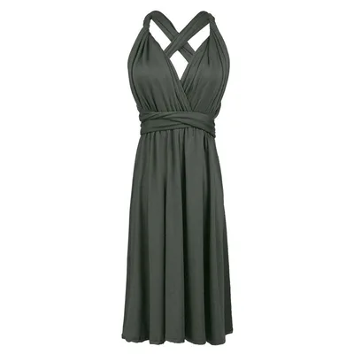 Multiple Wear Lace up Plus Size Women's Clothing Dress Gray - Shop at LoveMi