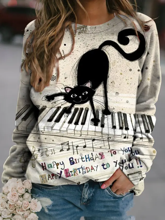 Autumn Animal Graphic Print Crew Neck Raglan Long sleeved Top Rh1Bb665302 - Shop at LoveMi