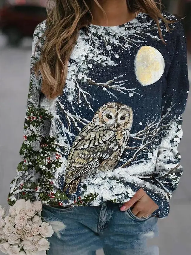 Autumn Animal Graphic Print Crew Neck Raglan Long sleeved Top Rh1Bb665327 - Shop at LoveMi