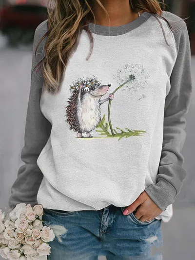 Autumn Animal Graphic Print Crew Neck Raglan Long sleeved Top Rh1Bb665387 - Shop at LoveMi