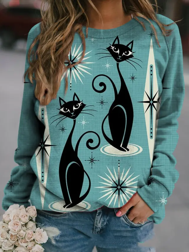 Autumn Animal Graphic Print Crew Neck Raglan Long sleeved Top Rh1Bb665448 - Shop at LoveMi