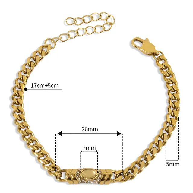 Fashion jewelry Cross border Niche Retro Cuban Collarbone Necklace Bracelet Yellow Diamond - Shop at LoveMi