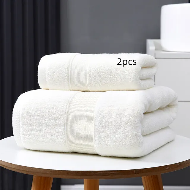 Pure Cotton Thickening And Quick drying Absorbent Bath Towel Beige 2Pcs - Shop at LoveMi