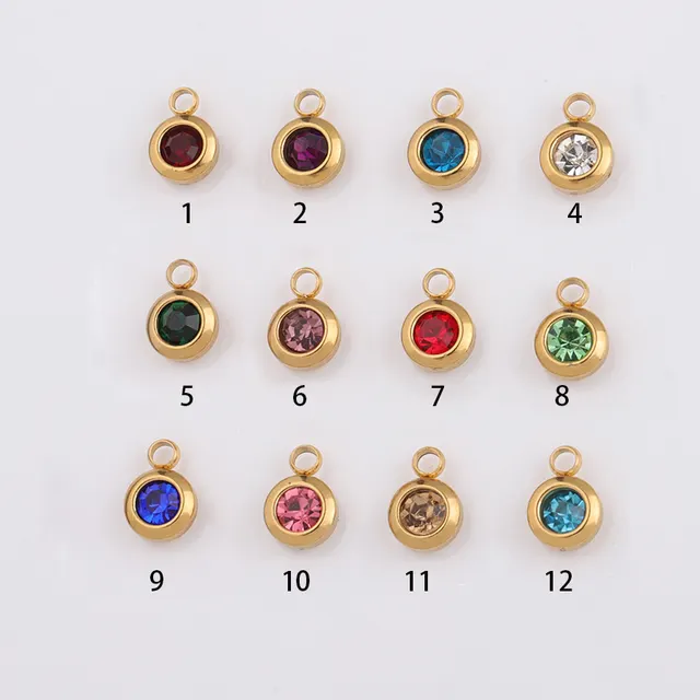 65mm Gold Titanium Steel 12 Birthstone Pendant Ornaments Accessories 9Dark Blue - Shop at LoveMi