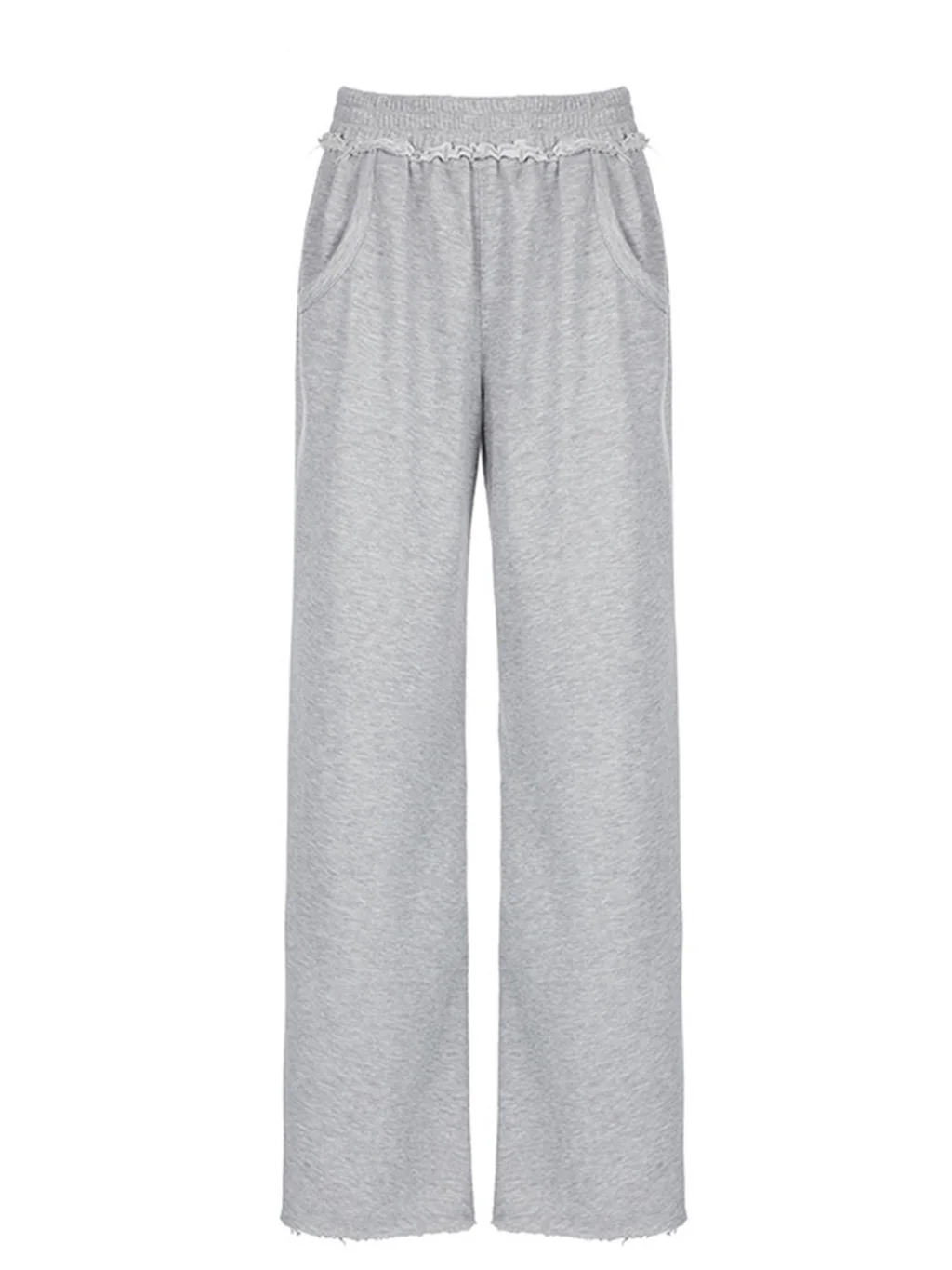 Fashion High Waist Loose Wide Legs Comfortable Gray All-match Commute Street Casual Pants For Women - Gray