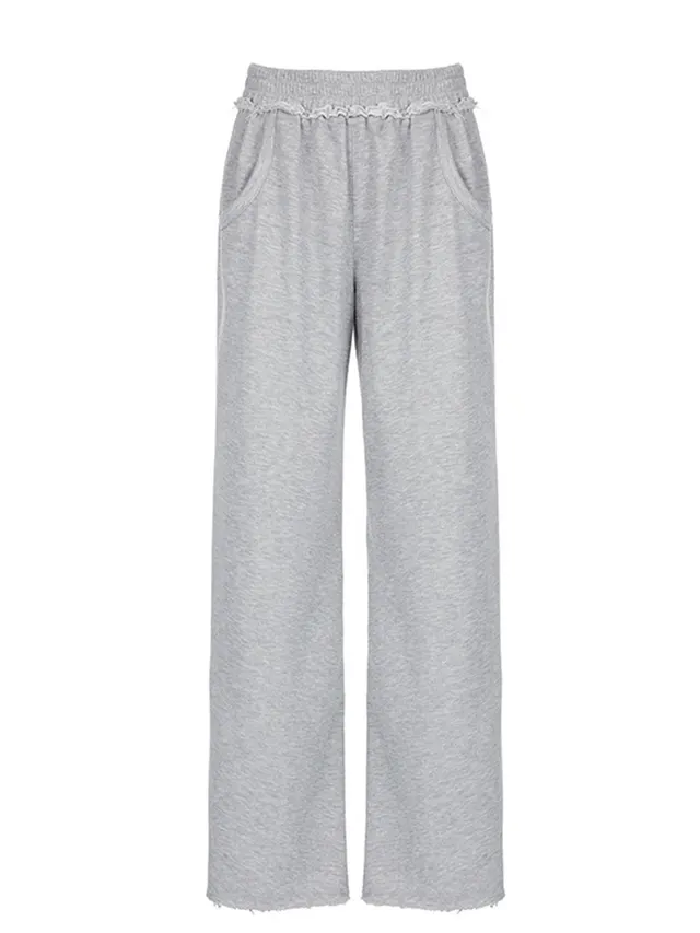 Fashion High Waist Loose Wide Legs Comfortable Gray All match Commute Street Casual Pants For Women Gray - Shop at LoveMi