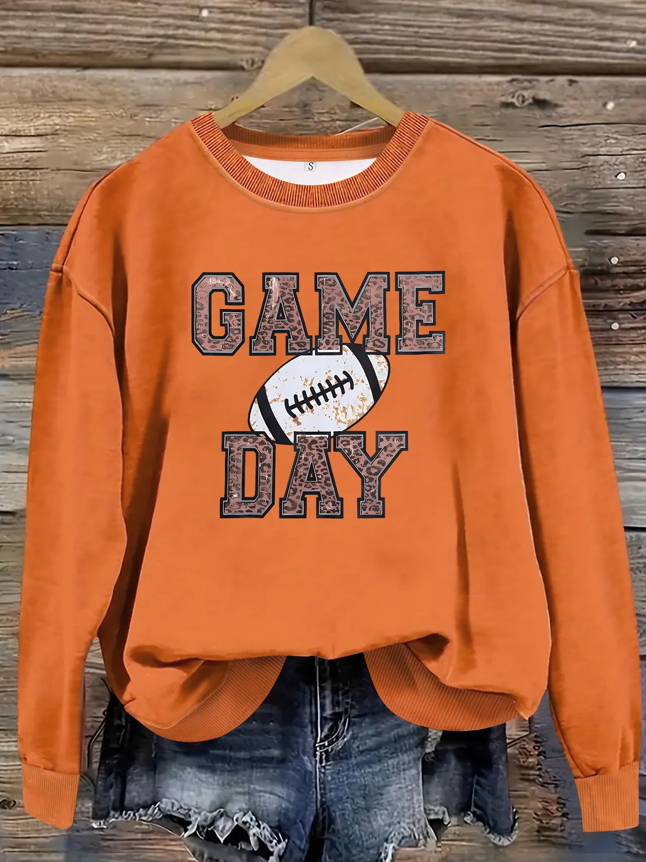 Women's Top Sweater Long Sleeve Baseball - Orange Red