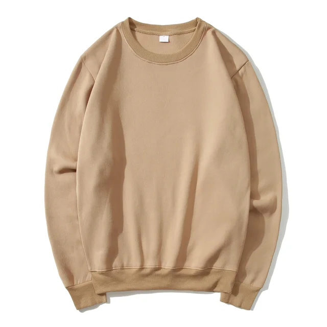 Men's Casual Pullover Round Neck Sweatshirt Camel - Shop at LoveMi