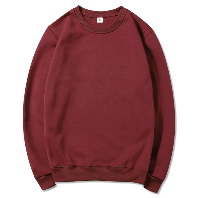 Men's Casual Pullover Round Neck Sweatshirt Wine Red - Shop at LoveMi