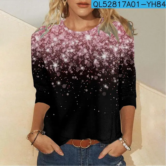 3D Digital Printing Casual Long sleeved Women's T shirt 2 Black Line Yh84 - Shop at LoveMi