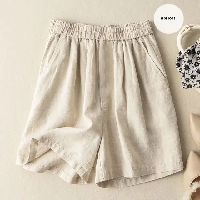 Artistic Retro Leisure Draping Cotton And Linen Wide leg Pants For Women 368 Optic Linen - Shop at LoveMi