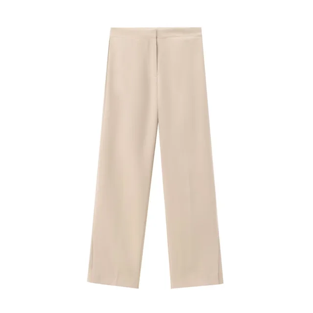 Fashion Button Decoration Vest Straight leg Pants Suit Milky White Trousers - Shop at LoveMi