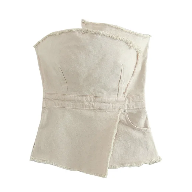 Asymmetric Frayed Corset Stitching Skirt Suit Top - Shop at LoveMi