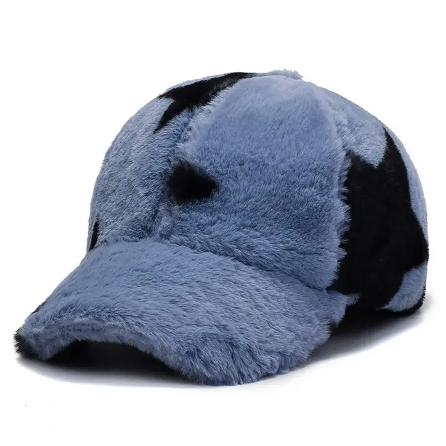 Fashion Leopard Fleece Baseball All matching Peaked Cap Blue Five Stars - Shop at LoveMi