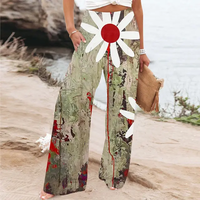 Elegant Series New Printed Loose High Waist Casual Wide Leg Pants Bmslp192 - Shop at LoveMi