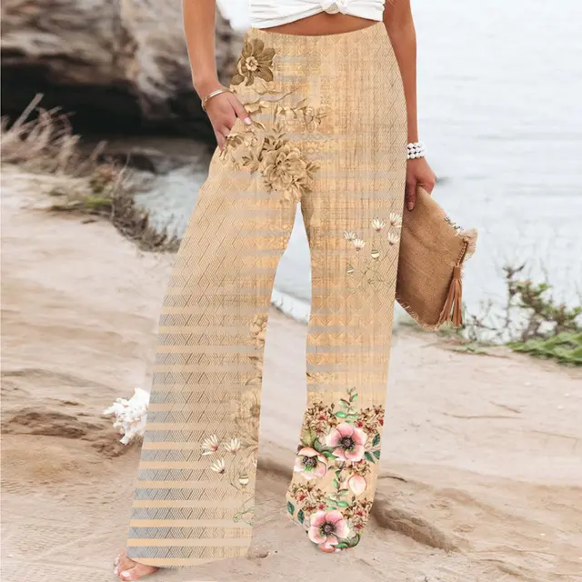 Elegant Series New Printed Loose High Waist Casual Wide Leg Pants Bmslp196 - Shop at LoveMi