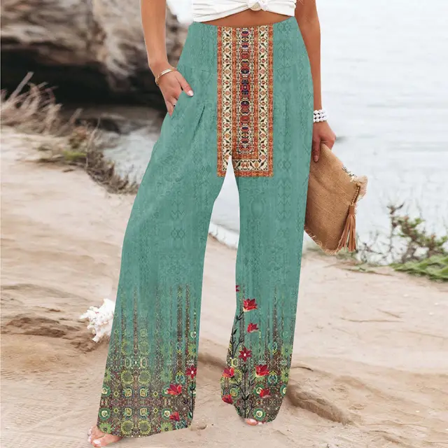 Elegant Series New Printed Loose High Waist Casual Wide Leg Pants Bmslp200 - Shop at LoveMi
