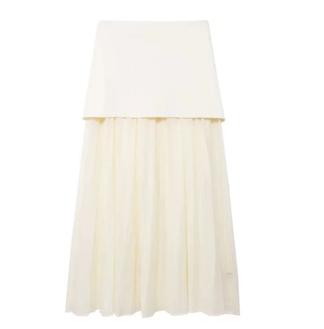 Women's Knitted Vest Splicing Long Skirt Set Long Skirt - Shop at LoveMi