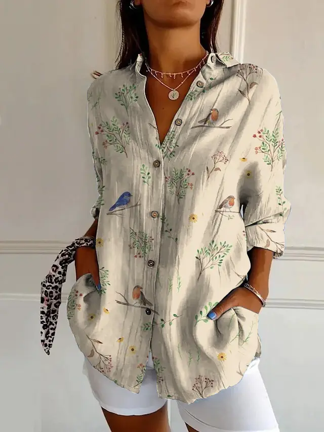 Women's Long Shirt Half Sleeve Floral Print Yj4964Mc - Shop at LoveMi
