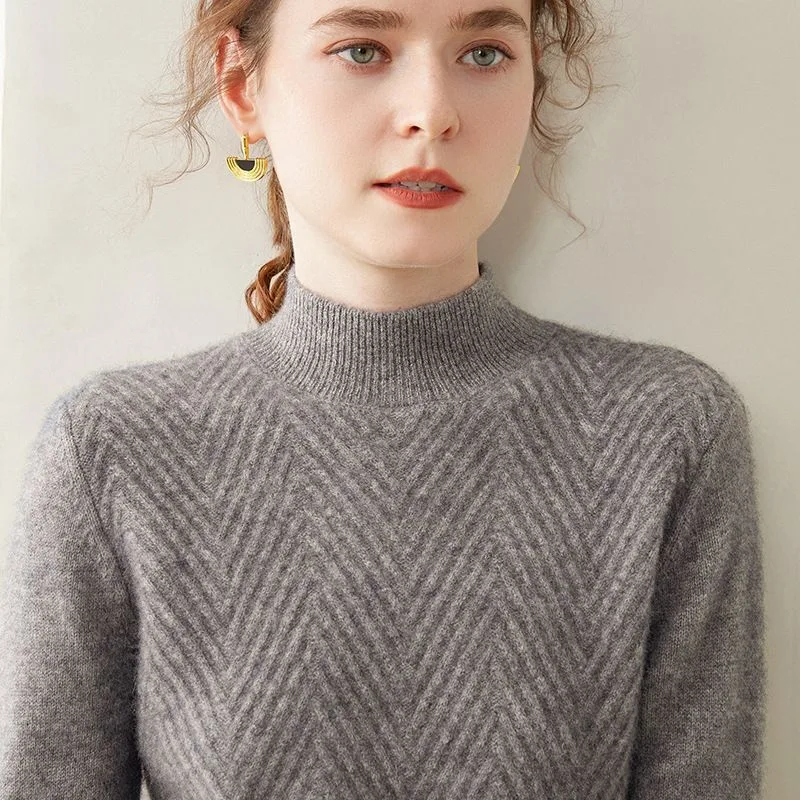 Pullover Mock Neck Sweater Short Loose Gray - Shop at LoveMi