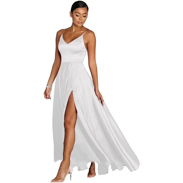 Women's Versatile Casual Temperament Long Dress White - Shop at LoveMi