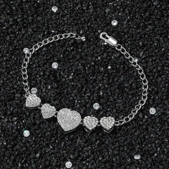 Hip Hop Classic Peach Heart Stitching Bracelet Silver Bracelet - Shop at LoveMi