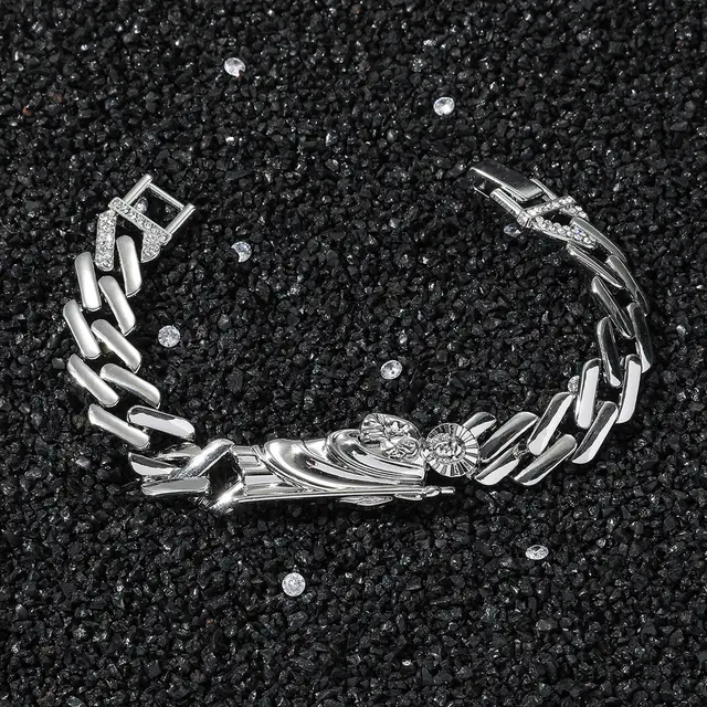 Hip Hop Religious St Jude Statue Accessories Glossy Rhombus Bracelet Silver Bracelet - Shop at LoveMi