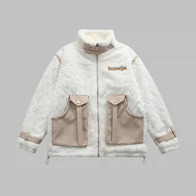 Men's And Women's Retro Lamb Wool Cotton Coat White - Shop at LoveMi