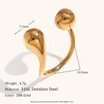 Simple Fashion Personality Light Luxury Stainless Steel Plated 18K Gold Double Water Drip Head Open Bracelet - Ring Gold