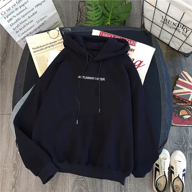 Korean Style Long Sleeve Casual Hooded Coat Black - Shop at LoveMi
