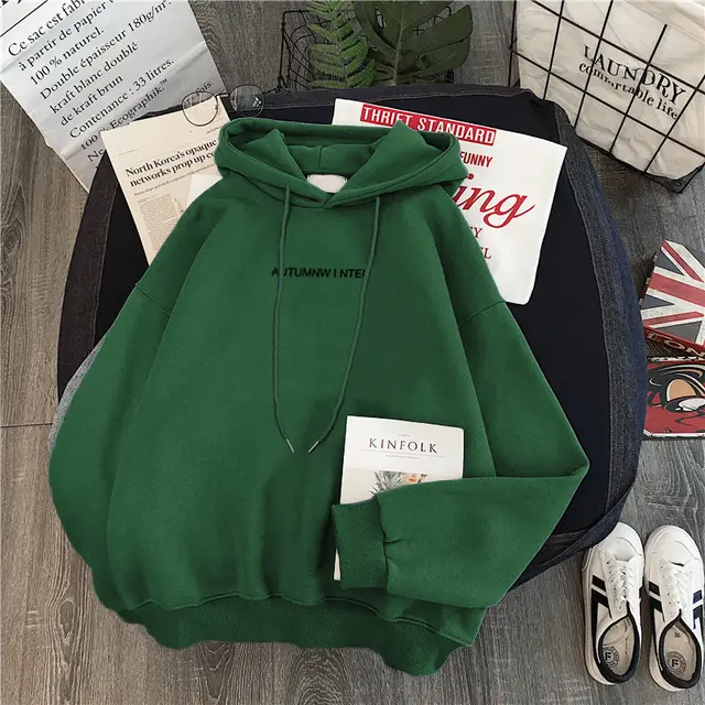 Korean Style Long Sleeve Casual Hooded Coat Dark Green - Shop at LoveMi