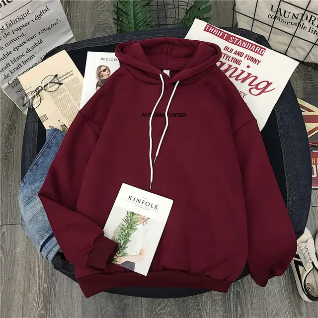 Korean Style Long Sleeve Casual Hooded Coat Wine Red - Shop at LoveMi