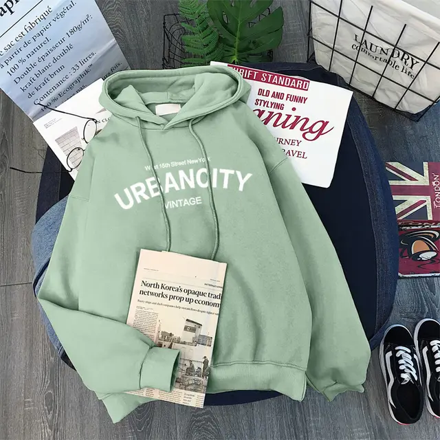 Loose Casual Long Sleeves Hooded Top Mint Green - Shop at LoveMi
