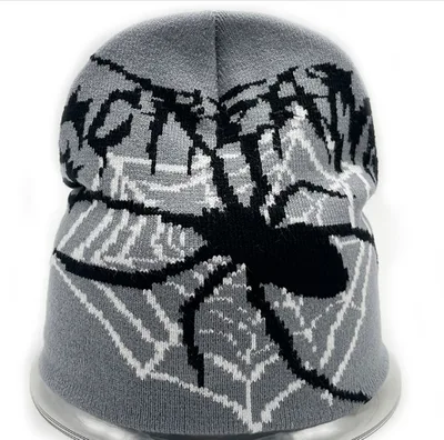 Y2g Knitting Round Machine Cap Jacquard Spider Series No Brim Gray - Shop at LoveMi