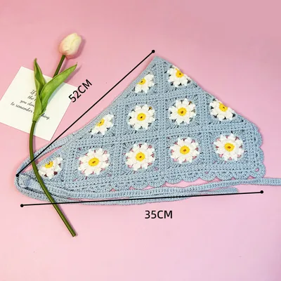 All matching Triangular Binder Knitted Hair Band 26 Blue Sunflower - Shop at LoveMi