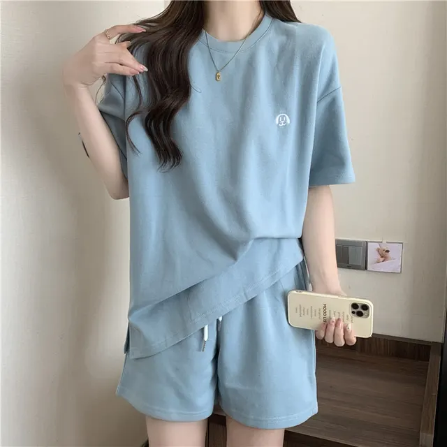 Women's A Line Wide Leg Shorts Two piece Suit Blue - Shop at LoveMi
