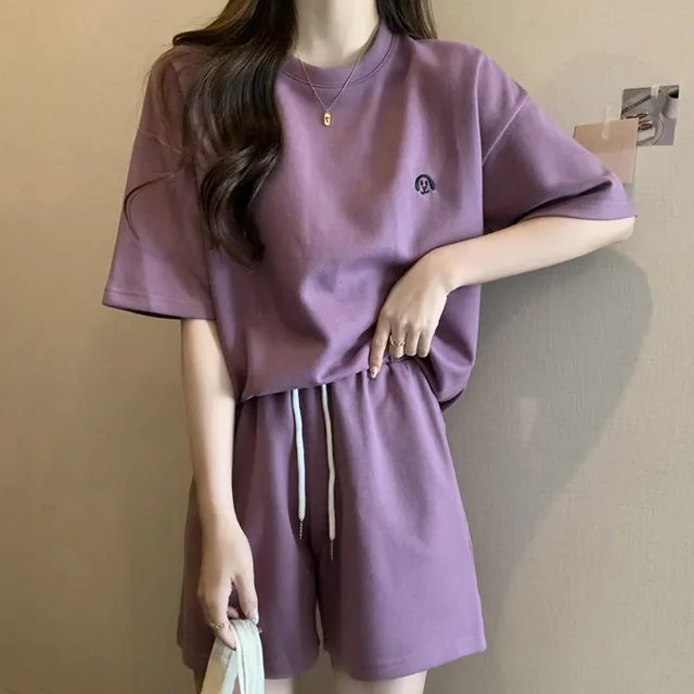Women's A Line Wide Leg Shorts Two piece Suit Purple - Shop at LoveMi
